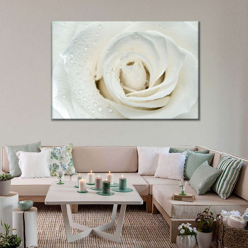 White Rose Close Up Wall Art