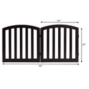 24 Inch 2 Panel Configurable Folding Free Standing Wooden Pet Safety Fence with Arched Top-Brown