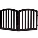 24 Inch 2 Panel Configurable Folding Free Standing Wooden Pet Safety Fence with Arched Top-Brown