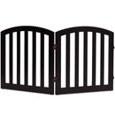 24 Inch 2 Panel Configurable Folding Free Standing Wooden Pet Safety Fence with Arched Top-Brown by LJGDeals