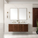 James Martin Amberly 60" Dual Mount Double Bathroom Vanity, Mid-Century Walnut