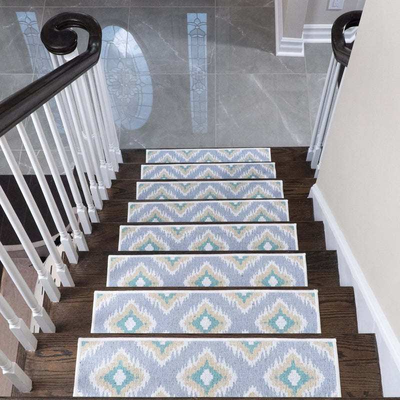New Age Tetra Multi Color Design 9" X 28" Stair Treads