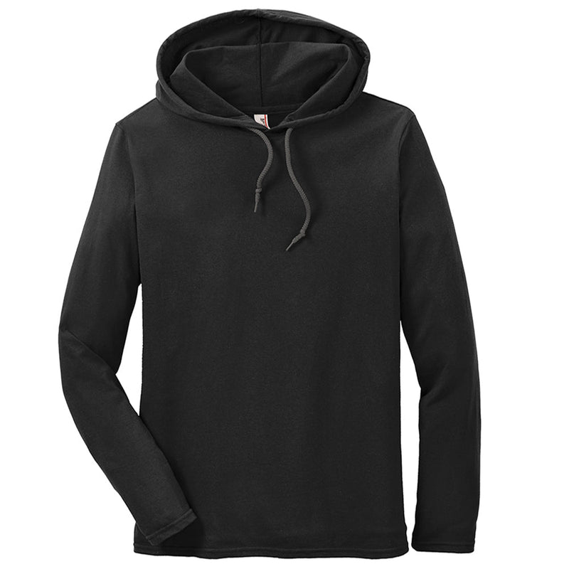 Men's Big Size Anvil Combed Ring Spun Cotton Long Sleeve Hooded T-Shirt
