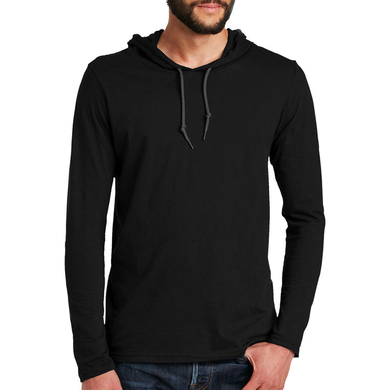 Men's Big Size Anvil Combed Ring Spun Cotton Long Sleeve Hooded T-Shirt