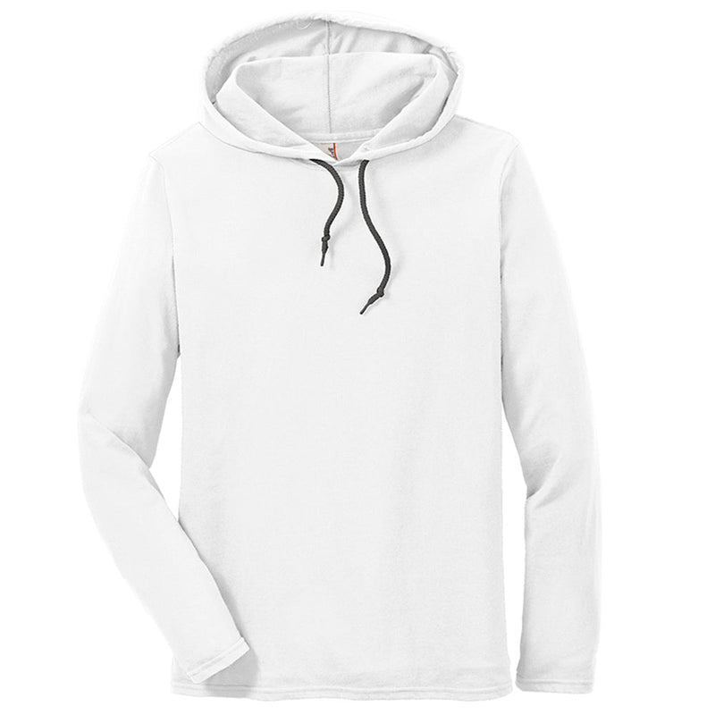 Men's Big Size Anvil Combed Ring Spun Cotton Long Sleeve Hooded T-Shirt