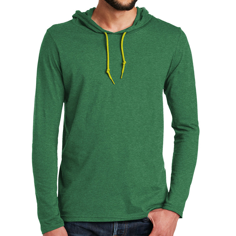 Men's Big Size Anvil Combed Ring Spun Cotton Long Sleeve Hooded T-Shirt