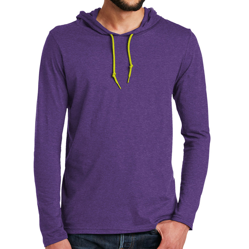 Men's Big Size Anvil Combed Ring Spun Cotton Long Sleeve Hooded T-Shirt