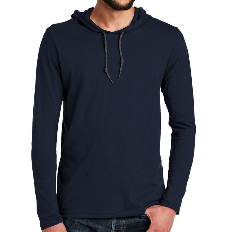 Men's Big Size Anvil Combed Ring Spun Cotton Long Sleeve Hooded T-Shirt
