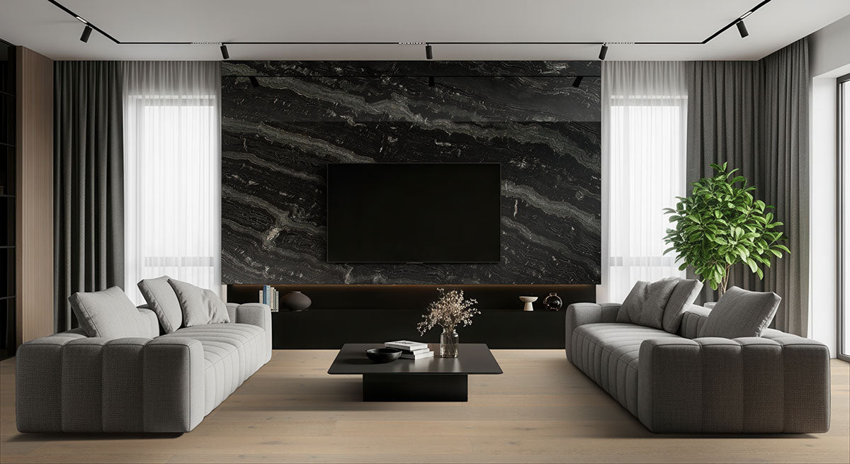 MSI MCCARRAN®MABLE ENGINEERED HARDWOOD FLOORING, installed in a room