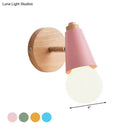 GobekUsa Macaron Loft Sweet Cone Wall Light - Metal/Wood Backplate - Rotatable - Single Light - Blue/Green/Pink - Corridor