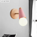 GobekUsa Macaron Loft Sweet Cone Wall Light - Metal/Wood Backplate - Rotatable - Single Light - Blue/Green/Pink - Corridor