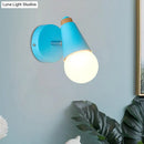 GobekUsa Macaron Loft Sweet Cone Wall Light - Metal/Wood Backplate - Rotatable - Single Light - Blue/Green/Pink - Corridor