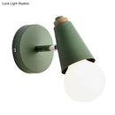 GobekUsa Macaron Loft Sweet Cone Wall Light - Metal/Wood Backplate - Rotatable - Single Light - Blue/Green/Pink - Corridor