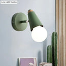 GobekUsa Macaron Loft Sweet Cone Wall Light - Metal/Wood Backplate - Rotatable - Single Light - Blue/Green/Pink - Corridor