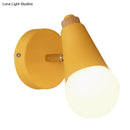 GobekUsa Macaron Loft Sweet Cone Wall Light - Metal/Wood Backplate - Rotatable - Single Light - Blue/Green/Pink - Corridor