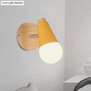 GobekUsa Macaron Loft Sweet Cone Wall Light - Metal/Wood Backplate - Rotatable - Single Light - Blue/Green/Pink - Corridor