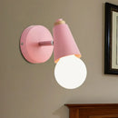 GobekUsa Macaron Loft Sweet Cone Wall Light - Metal/Wood Backplate - Rotatable - Single Light - Blue/Green/Pink - Corridor