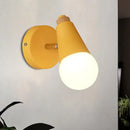 GobekUsa Macaron Loft Sweet Cone Wall Light - Metal/Wood Backplate - Rotatable - Single Light - Blue/Green/Pink - Corridor