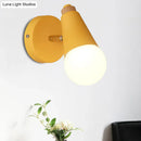 GobekUsa Macaron Loft Sweet Cone Wall Light - Metal/Wood Backplate - Rotatable - Single Light - Blue/Green/Pink - Corridor