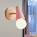 GobekUsa Macaron Loft Sweet Cone Wall Light - Metal/Wood Backplate - Rotatable - Single Light - Blue/Green/Pink - Corridor