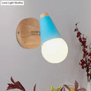 GobekUsa Macaron Loft Sweet Cone Wall Light - Metal/Wood Backplate - Rotatable - Single Light - Blue/Green/Pink - Corridor