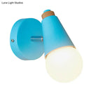 GobekUsa Macaron Loft Sweet Cone Wall Light - Metal/Wood Backplate - Rotatable - Single Light - Blue/Green/Pink - Corridor