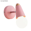 GobekUsa Macaron Loft Sweet Cone Wall Light - Metal/Wood Backplate - Rotatable - Single Light - Blue/Green/Pink - Corridor