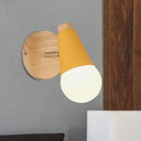 GobekUsa Macaron Loft Sweet Cone Wall Light - Metal/Wood Backplate - Rotatable - Single Light - Blue/Green/Pink - Corridor