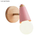 GobekUsa Macaron Loft Sweet Cone Wall Light - Metal/Wood Backplate - Rotatable - Single Light - Blue/Green/Pink - Corridor