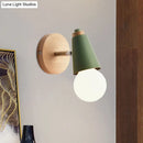 GobekUsa Macaron Loft Sweet Cone Wall Light - Metal/Wood Backplate - Rotatable - Single Light - Blue/Green/Pink - Corridor
