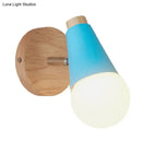 GobekUsa Macaron Loft Sweet Cone Wall Light - Metal/Wood Backplate - Rotatable - Single Light - Blue/Green/Pink - Corridor
