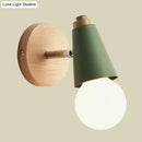 GobekUsa Macaron Loft Sweet Cone Wall Light - Metal/Wood Backplate - Rotatable - Single Light - Blue/Green/Pink - Corridor