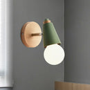 GobekUsa Macaron Loft Sweet Cone Wall Light - Metal/Wood Backplate - Rotatable - Single Light - Blue/Green/Pink - Corridor