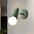 GobekUsa Macaron Loft Sweet Cone Wall Light - Metal/Wood Backplate - Rotatable - Single Light - Blue/Green/Pink - Corridor