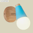 GobekUsa Macaron Loft Sweet Cone Wall Light - Metal/Wood Backplate - Rotatable - Single Light - Blue/Green/Pink - Corridor