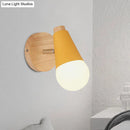 GobekUsa Macaron Loft Sweet Cone Wall Light - Metal/Wood Backplate - Rotatable - Single Light - Blue/Green/Pink - Corridor