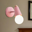 GobekUsa Macaron Loft Sweet Cone Wall Light - Metal/Wood Backplate - Rotatable - Single Light - Blue/Green/Pink - Corridor