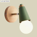 GobekUsa Macaron Loft Sweet Cone Wall Light - Metal/Wood Backplate - Rotatable - Single Light - Blue/Green/Pink - Corridor