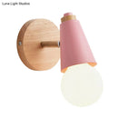 GobekUsa Macaron Loft Sweet Cone Wall Light - Metal/Wood Backplate - Rotatable - Single Light - Blue/Green/Pink - Corridor