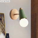 GobekUsa Macaron Loft Sweet Cone Wall Light - Metal/Wood Backplate - Rotatable - Single Light - Blue/Green/Pink - Corridor