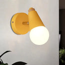 GobekUsa Macaron Loft Sweet Cone Wall Light - Metal/Wood Backplate - Rotatable - Single Light - Blue/Green/Pink - Corridor