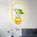 GobekUsa Macaron Metal LED Wall Sconce with Plant Pot for Bedroom - Grey/Yellow/Blue