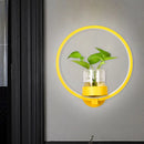 GobekUsa Macaron Metal LED Wall Sconce with Plant Pot for Bedroom - Grey/Yellow/Blue