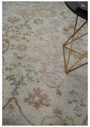 Made to Order Hand Knotted Ivory, Silver and Brown Traditional Antique Style Wool Area Rug