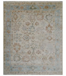 Made to Order Hand Knotted Ivory, Silver and Brown Traditional Antique Style Wool Area Rug