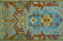 Made to Order Traditional Olive And Blue Hand Knotted Runner Wool Rug by The Rug Decor