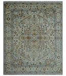 Made to Order Traditional Turkish Design Beige And Blue Wool Rug by The Rug Decor