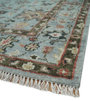 Made to Order Wool Traditional Silver and Olive  Hand knotted Oushak Area Rug