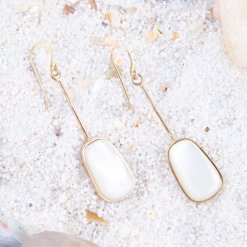 Madeleine White Mother of Pearl and Bronze Earrings