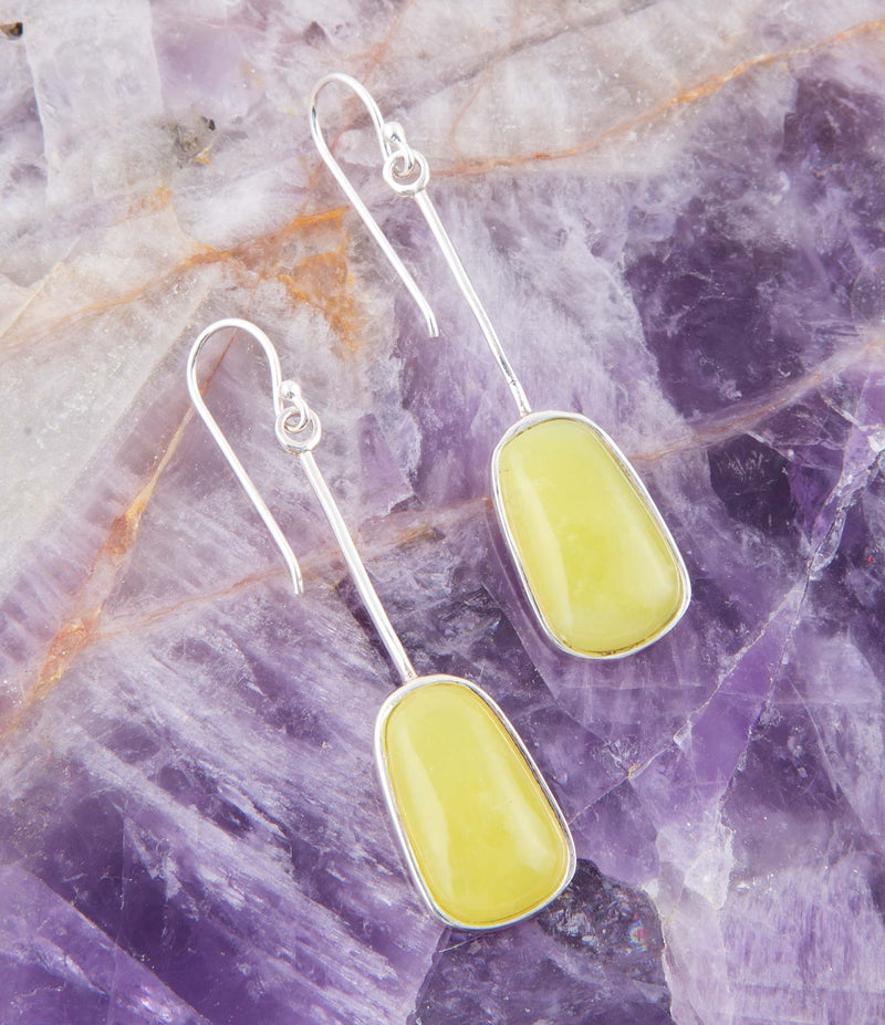 Madeleine Yellow Jade and Sterling Silver Earrings
